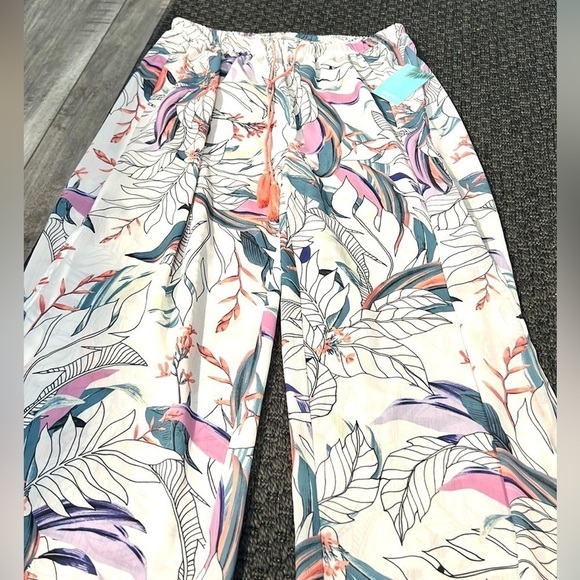 NWT,2-PC Apana,Botanical Garden Coral Resort & Beach Palazzo Pants & Swim Top - Picture 6 of 13